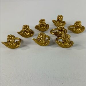 Vintage Two’s Company Complete Set of 8  Cherub Baby Angel Golden Napkin Rings
